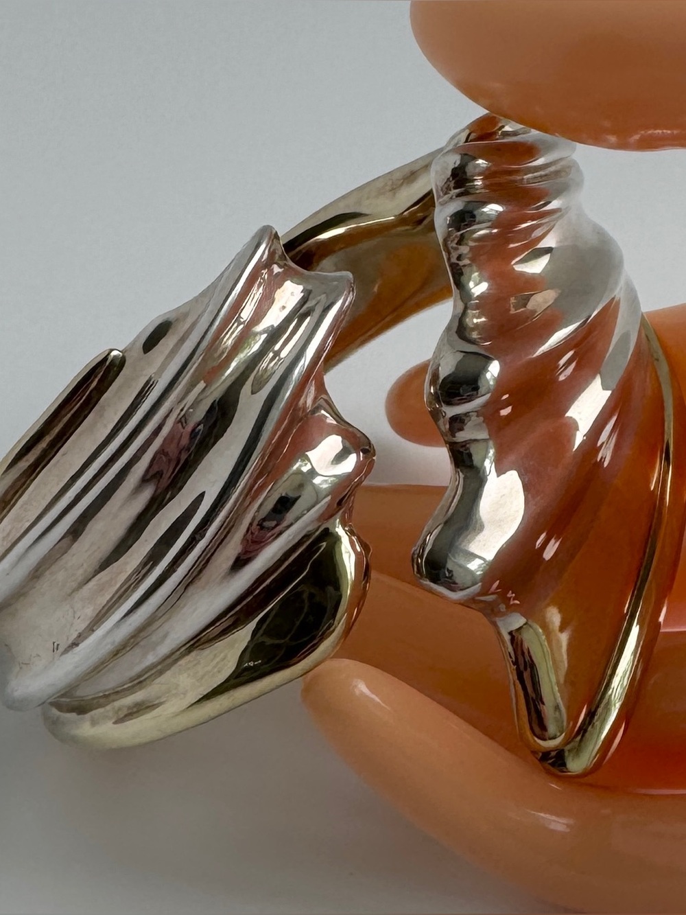 Vintage 80’s JEM Modernist Polished Sterling Silver Vermeil Wave Bracelet